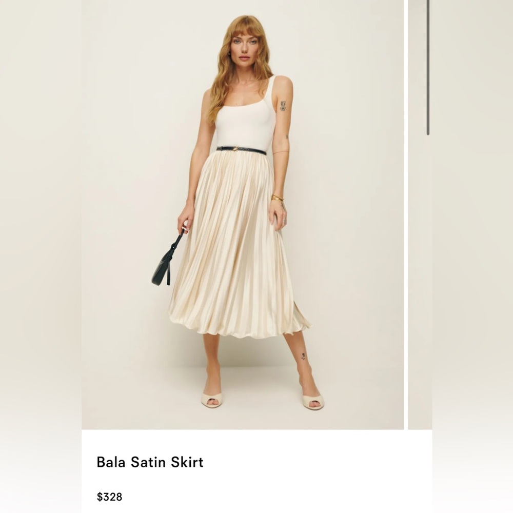 Reformation Ivory Satin Skirt - Picture 6 of 6
